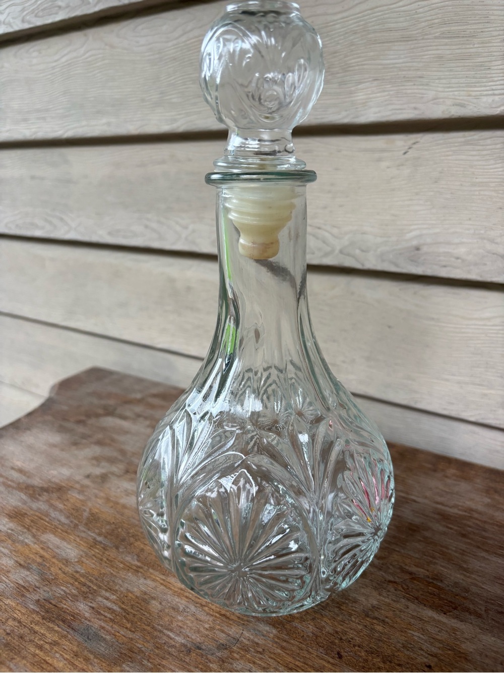 VTG 1960s Anchor Hocking "Medallion" clear glass decanter